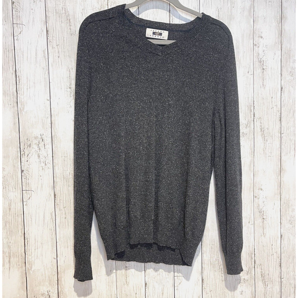 Joseph Abboud Sweater Mens Medium Dark Gray Wool blend V Neck Pullover Office - Picture 1 of 9